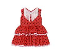 TiaoBug Flamenco Dance Costume for Baby Girls Tassel Sleeveless V Neck Sundress Outdoor Walking Dresses Red 6-9 Months