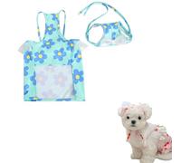 TiaoBug Funny Pet Bikini Set with Swim Cap Hawaiian Puppy Bathing Suit Dress for Beach Photos Summer Dog Costume Blue S