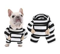TiaoBug Funny Prisoner Dog Outfit with Crime Sign Card Adjustable Striped Jumpsuit for Halloween Pet Cosplay Costume Black White M