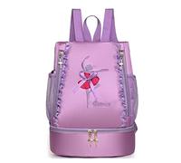 TiaoBug Girls Kids Ballet Latin Dancing Backpack Double Shoulder Rucksack Bag Dance School Ballerina Bag Birthday Christmas Gift Type A Purple One Size
