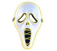 TiaoBug Halloween LED Mask Glowing Light Up Horror Scream Ghost Masks(No Battery) for Carnival Festival Cosplay Yellow One Size