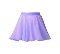 TiaoBug Kids Big Girls Ballet Dance Basic Wrap Pull on Skirt Elastic Waist Chiffon Dance Skirt Skater Skating Dancewear Light Purple 11-12 Years