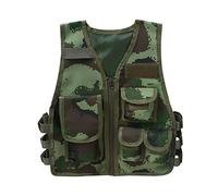 TiaoBug Kids Camo Adjustable Camouflage Tactical Vest Outdoor Guard Jacket Waistcoat with Multiple Pouches Army Green Under the age of 7