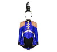 TiaoBug Kids Girls Circle Ringmaster Costume Sparkle Sequins Dress for Halloween Christmas Ballet Dance Costume Blue 7-8 Years