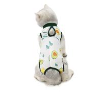 TiaoBug Kitten Surgical Cat Recovery Wear After Surgery Anti-Lick Soft Breathable Fruit Pattern Pet Pajamas Green M
