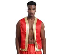 TiaoBug Men Adult Metallic Toad Vest Waistcoat Cartoon Captain Cosplay for Party Arabian Costume Red S