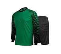 TiaoBug Men's Soccer Goalkeeper Uniform Protective Padded Goalie Shirt with Shorts Tracksuit 2Pcs Football Keeper Kit Green M