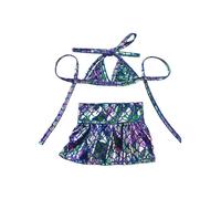 TiaoBug Metallic Shimmer Dog Bikini Summer Pet Bathing Dress 2 Pcs Adjustable Puppy Swimsuit for Beach Party Blue L