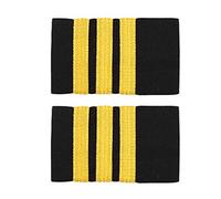 TiaoBug Pilot Uniform Epaulets Professional Pilot Aviators Epaulettes Shoulder Boards Badge with Gold Stripes Cosplay Clubwear Three Bars One Size