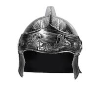 TiaoBug Plastic Medieval Knight Helmet Roman Warrior Soldier Hat for Halloween Carnival Party Cosplay Fancy Dress Silver A One Size