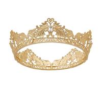 TiaoBug Queen Tiara Prince Diadem Medieval Headwear Baroque Crown Halloween Hairs Accessories for Birthday Gifts Gold White One Size
