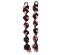 TiaoBug Synthetic Bubble Braid Hair Extensions Hairband 1 Pair For Women DIY Styling Daily Wear Non Slip Hair Accessories Pink One Size