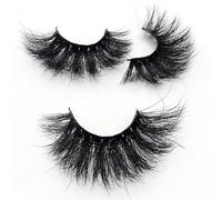 TiaoBug Thick Volume False Eyelashes 25mm Long 3D Mink Lashes Soft Lightweight Natural Look Reusable Lashes 1 Pair for Women Black 5D06 One Size