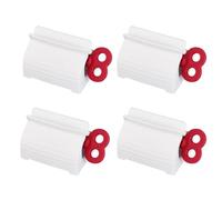 TiaoBug Toothpaste Squeezer, Plastic Rolling Tube Toothpaste Clip Wall Mounted Toothpaste Seat Holder Hanger for Bathroom Red 2 4Pcs One Size