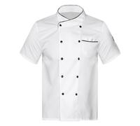 TiaoBug Unisex Men Women Classic Chef Coat Short Sleeves Chef Jacket Restaurant Kitchen Cook Uniform White Short Sleeve M