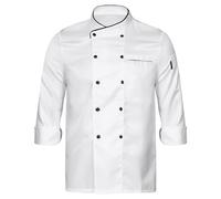 TiaoBug Unisex Men Women Classic Chef Coat Short Sleeves Chef Jacket Restaurant Kitchen Cook Uniform White Long Sleeve M