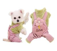 TiaoBug Winter Dog Coat with 2 Legs Fleece Warm Jumpsuit Pet Cold Weather Jacket One-Piece Apparel for Small Dogs Cats Green XXL
