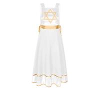 TiaoBug Women Sleevelesss Praise Tunic Overlay Church Choir Worship Costume Lyrical Dance Dress White S