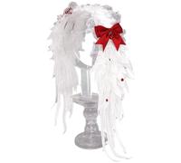 TiaoBug Womens Lolita Headband Lace Angels Wings Maid Hairband Hairpin Gothic Headdress for Hallowen Cosplay White Red One Size