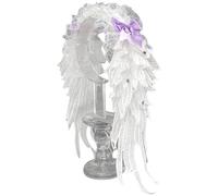 TiaoBug Womens Lolita Headband Lace Angels Wings Maid Hairband Hairpin Gothic Headdress for Hallowen Cosplay White Purple One Size