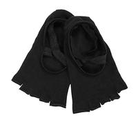 TiaoBug Yoga Socks Women Combed Cotton Non Slip Grip Sock Toeless Half Toe Yoga Socks Ideal for Pilates Pure Barre Ballet Dance Bikram Barefoot Workout 5-10 Black One Size