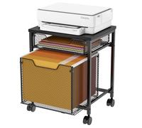 Tiaoheka Rolling File Cart with Storage Drawers, Mobile File Organizer Beside Desk on Lockable Wheels, Wood & Mesh Paper Letter Tray Organizer Desk Organizer for Office, Home, Black