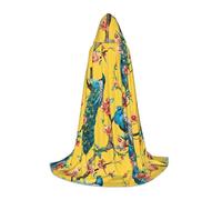 TIAOpig Beautiful Peacock Print Hooded Cape Adult Hooded Cosplay Cape Soft Oversized Hood Bow Accent Machine Washable M
