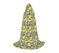 TIAOpig blue stripe and Lemon Print Hooded Cape Adult Hooded Cosplay Cape Soft Oversized Hood Bow Accent Machine Washable M