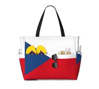 TIAOpig Flag of the Czech Republic Print Beach Bags for Women Large Sandproof Beach Tote Pool Bag with Zipper for Vacation Travel