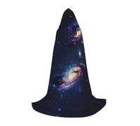 TIAOpig Galaxy in The Universe Print Hooded Cape Adult Hooded Cosplay Cape Soft Oversized Hood Bow Accent Machine Washable M