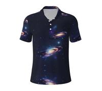 TIAOpig Galaxy in The Universe Print Mens Polo Shirts Dry Fit Short Sleeve Golf Polo Shirts for Men Moisture Wicking Floral Shirts Black