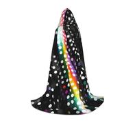 TIAOpig Glitter Rainbow Polka Dot Stripe Black and White Print Hooded Cape Adult Hooded Cosplay Cape Soft Oversized Hood Bow Accent Machine Washable L