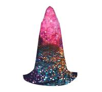 TIAOpig Gradient Sequin Sparkle Print Hooded Cape Adult Hooded Cosplay Cape Soft Oversized Hood Bow Accent Machine Washable M