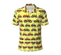 TIAOpig Green Fields Farming Machine Print Mens Polo Shirts Dry Fit Short Sleeve Golf Polo Shirts for Men Moisture Wicking Floral Shirts