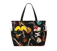 TIAOpig Guitars-standard-scale-2_00x Print Beach Bags for Women Large Sandproof Beach Tote Pool Bag with Zipper for Vacation Travel