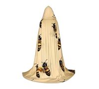 TIAOpig Honey Bee Print Hooded Cape Adult Hooded Cosplay Cape Soft Oversized Hood Bow Accent Machine Washable