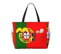 TIAOpig Portuguese flag Print Beach Bags for Women Large Sandproof Beach Tote Pool Bag with Zipper for Vacation Travel