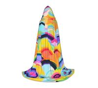 TIAOpig Rainbow patterns Print Hooded Cape Adult Hooded Cosplay Cape Soft Oversized Hood Bow Accent Machine Washable