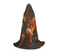 TIAOpig Rust World Map Print Hooded Cape Adult Hooded Cosplay Cape Soft Oversized Hood Bow Accent Machine Washable