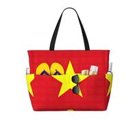 TIAOpig Vietnamese flag Print Beach Bags for Women Large Sandproof Beach Tote Pool Bag with Zipper for Vacation Travel