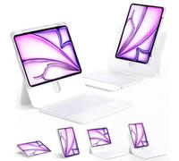 Tiaota ONLY fit for 2024 M4 iPad Pro 11 inch Case with Keyboard Detachable Magic Keyboard Trackpad, 360 Rotating Cover with Pencil Holder Multi Angle Stand, 12 Shortcut Key, 7 Color Backlit, White