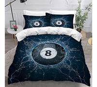 TiaoTian 3D Printed Single Duvet Cover Set 135x200 Billiards Sports Soft Microfiber Bedding Quilt Cover with Hidden Zipper Closure Ultra Soft Hypoallergenic Quilt Cover Water Fire for Teenagers