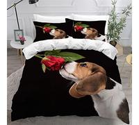 TiaoTian Quilt Cover 3D Beagle Bedding Set King 220x230 with Hidden Zipper Closure Microfiber Ultra Soft Anti Allergic Non Iron Luxury Pet Cute Duvet Cover 3 PCS for Home Decorate
