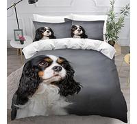 TiaoTian Single Duvet Cover Set 135x200 Cavalier Spaniel Bedding Quilt Cover 3D Printed Soft Microfiber with Hidden Zipper ClosureUltra Soft Hypoallergenic Pet Cute Quilt Cover for Teenagers