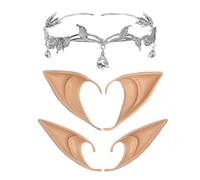 Tiara and Elf Ears Set, Tiara for Women Wedding Party, Crystal Princess Crown Headband, Fairy Pixie Elf Ears for Renaissance Cosplay Halloween Costume