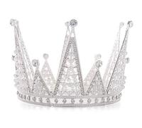 Tiara Crown Cake Topper Decor Princess Birthday Wedding Party Cake Ornament Prop for Newborn Photo Prop Royal Prince Themed Birthday Wedding Christmas Party Decorations (Silver)