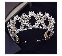 Tiara for Girls Baroque Floral Pearl Headdress Crown Headdress Princess Bride Crown Beauty Pageant Headdress Bride Wedding Hair Accessory Jewelry
