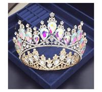 Tiara for Girls Crystal Circle Bridal Diadem Royal Queen Round Tiaras Bride Head Ornaments Banquet Wedding Crown Hair Jewelry Ornament