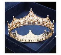 Tiara for Girls Fashion Large Diadem Royal Queen King Wedding Crown Crystal Pearl Prom Bridal Tiaras And Crowns Hair Jewelry Head Ornament