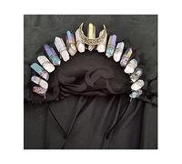 Tiara for Girls Gothic Crown Natural Crystal Headband Witch Accessories Headdress Witchcraft Crown Bohemian Gothic Gift